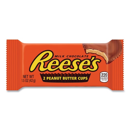 REESES Peanut Butter Cups Bar, Full Size, 1.5 oz Bar, 2 Cups/Bar, PK36 44000